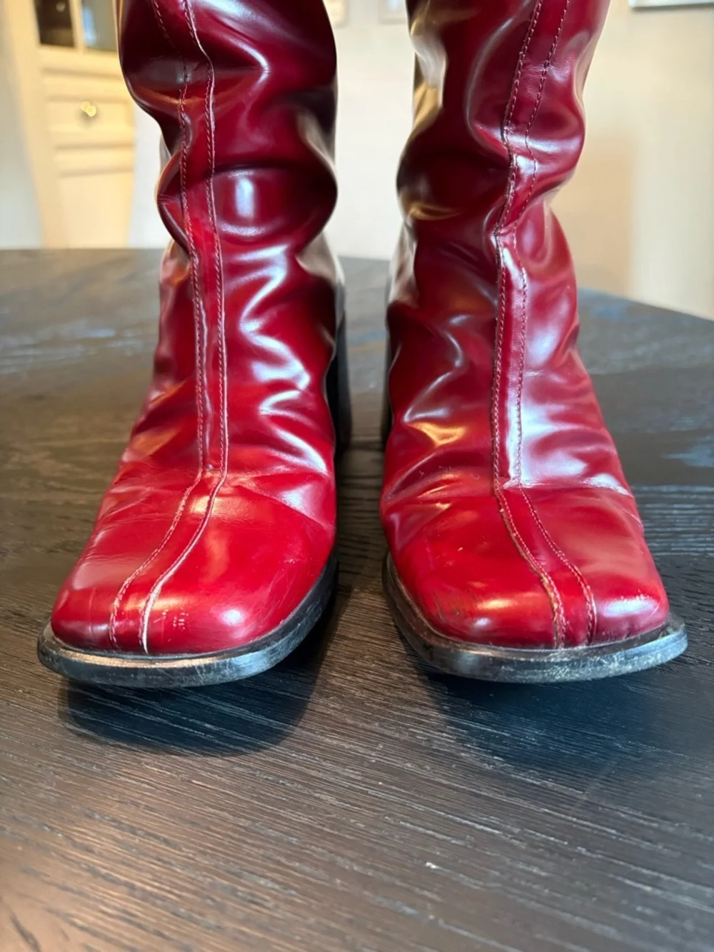 COACH Virginia J021 Burgundy Leather Square Toe Boots Made in Italy Size 6B - Picture 5 of 15